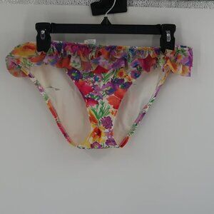 ABS by Allen Schwartz Women's Floral Ruffled Bikini Bottom Size Large